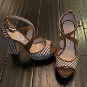 Jimmy Choo Platform woven heel Sz 37 BRAND NEW